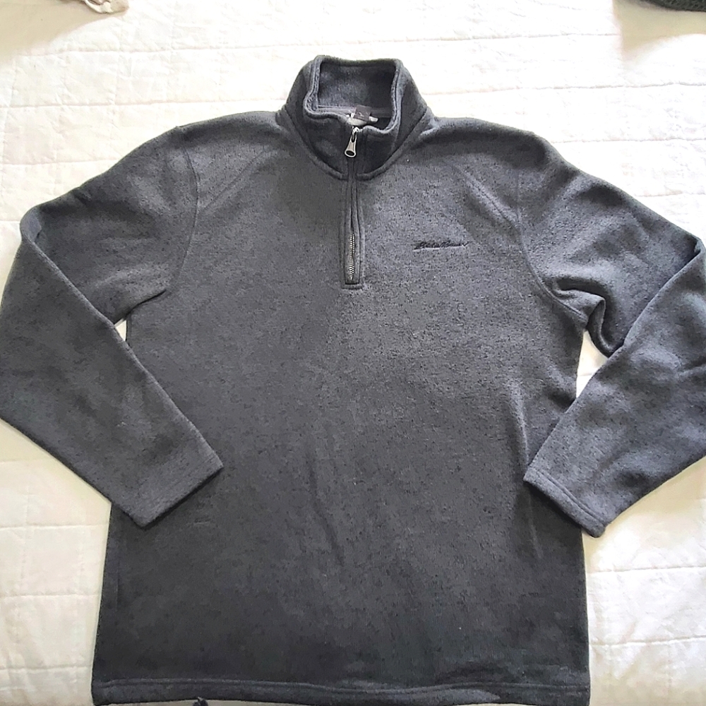 Eddie Bauer Charcoal Gray Fleece 1/4 zip Pullover sz M